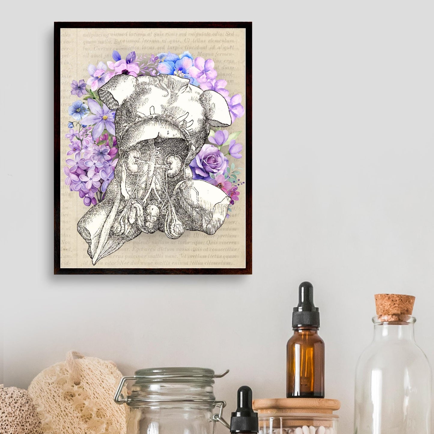 Andreas Vesalius Art, Biology Wall Art, A4 Print, High Quality Anatomy Wall Art, Floral Anatomy Poster, Gothic Wall Art, Corporis Fabrica