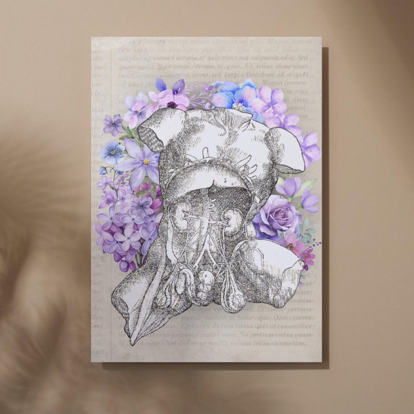 Andreas Vesalius Art, Biology Wall Art, A4 Print, High Quality Anatomy Wall Art, Floral Anatomy Poster, Gothic Wall Art, Corporis Fabrica