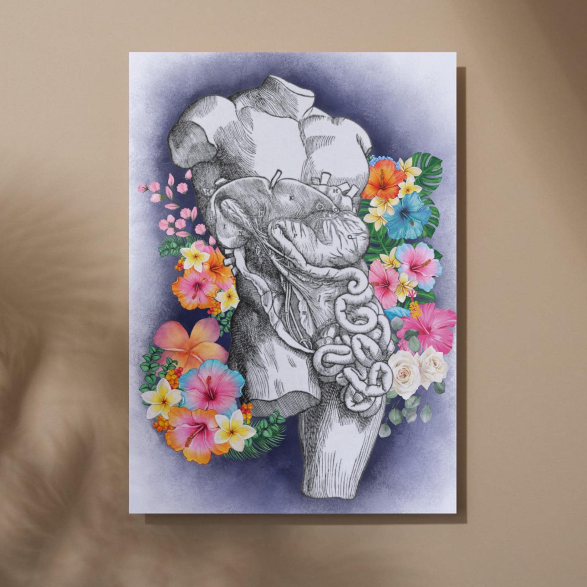 Andreas Vesalius Art, Biology Wall Art, A4 Print, High Quality Anatomy Wall Art, Floral Anatomy Poster, Gothic Wall Art, Corporis Fabrica