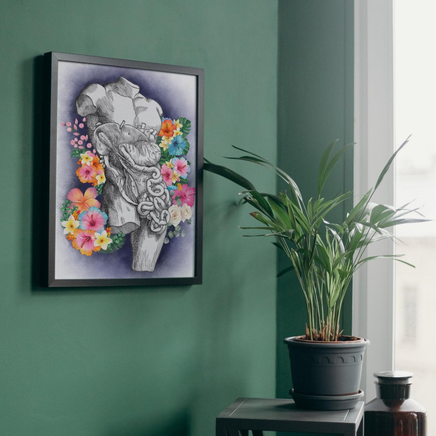 Andreas Vesalius Art, Biology Wall Art, A4 Print, High Quality Anatomy Wall Art, Floral Anatomy Poster, Gothic Wall Art, Corporis Fabrica