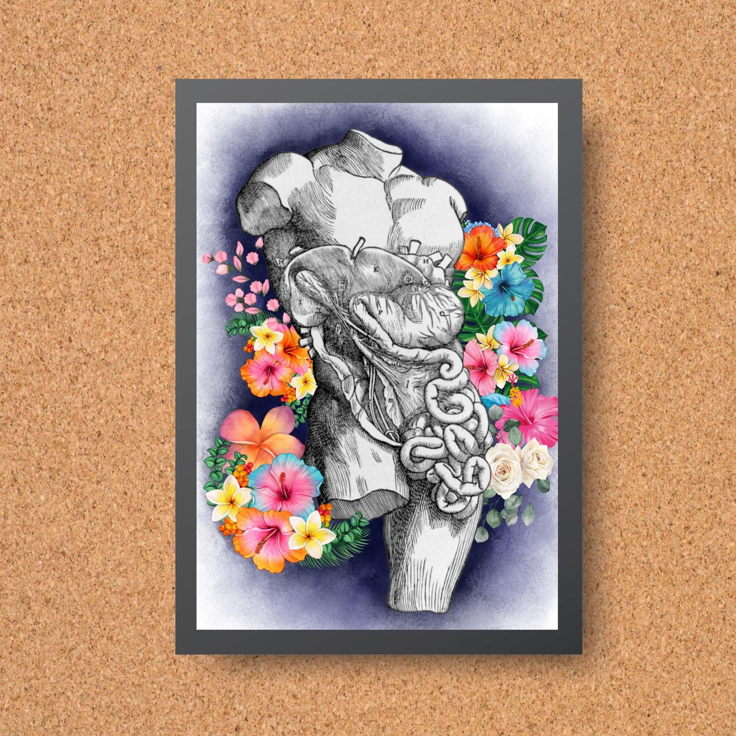 Andreas Vesalius Art, Biology Wall Art, A4 Print, High Quality Anatomy Wall Art, Floral Anatomy Poster, Gothic Wall Art, Corporis Fabrica