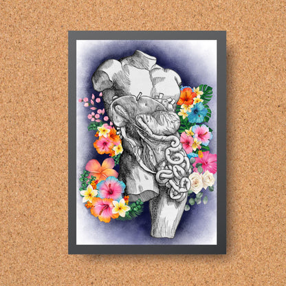 Andreas Vesalius Art, Biology Wall Art, A4 Print, High Quality Anatomy Wall Art, Floral Anatomy Poster, Gothic Wall Art, Corporis Fabrica