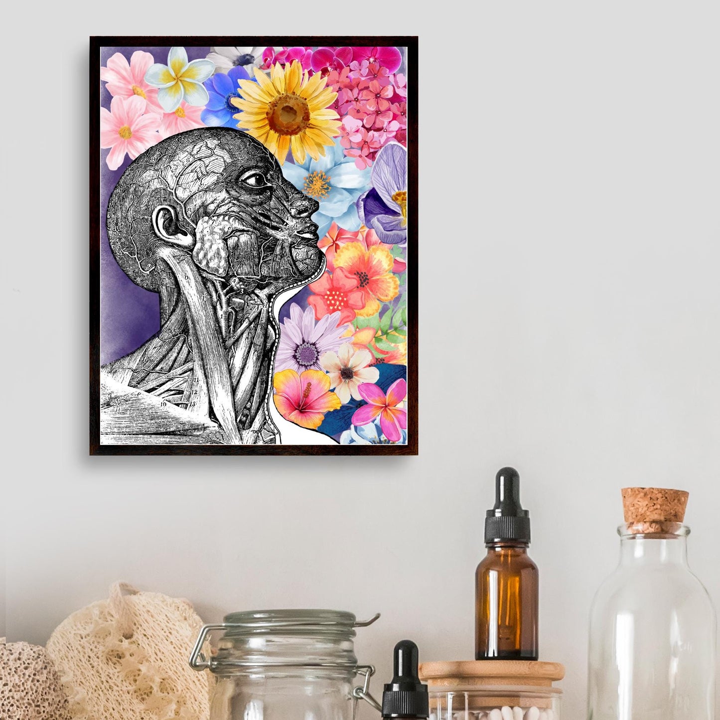 Andreas Vesalius Art, Biology Wall Art, A4 Print, High Quality Anatomy Wall Art, Floral Anatomy Poster, Gothic Wall Art, Corporis Fabrica