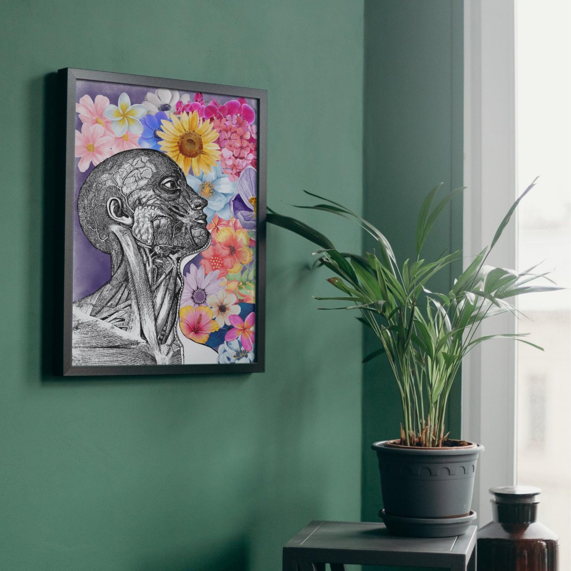 Andreas Vesalius Art, Biology Wall Art, A4 Print, High Quality Anatomy Wall Art, Floral Anatomy Poster, Gothic Wall Art, Corporis Fabrica