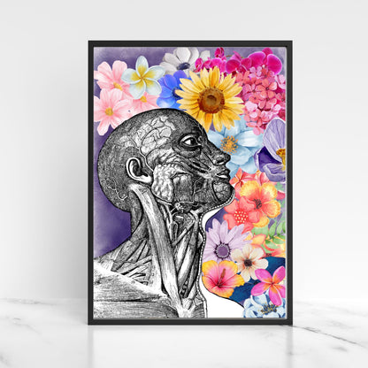 Andreas Vesalius Art, Biology Wall Art, A4 Print, High Quality Anatomy Wall Art, Floral Anatomy Poster, Gothic Wall Art, Corporis Fabrica
