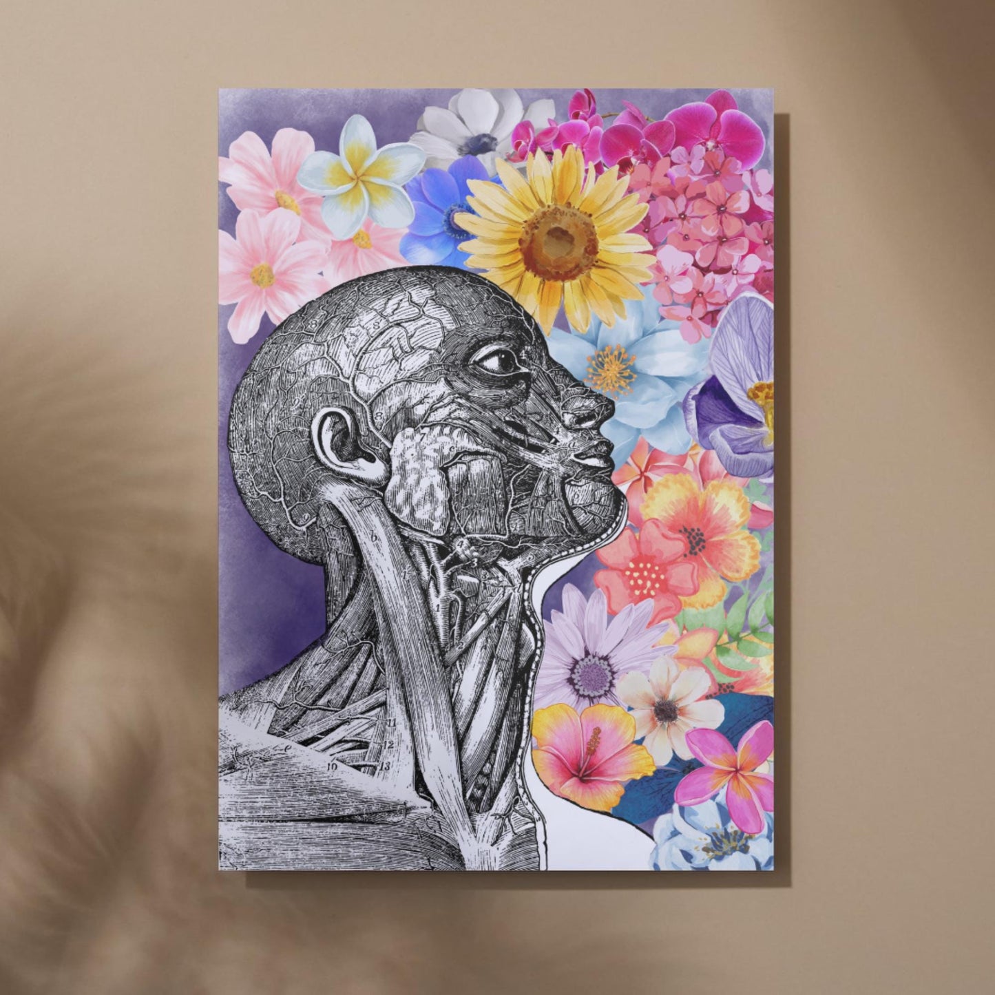 Andreas Vesalius Art, Biology Wall Art, A4 Print, High Quality Anatomy Wall Art, Floral Anatomy Poster, Gothic Wall Art, Corporis Fabrica