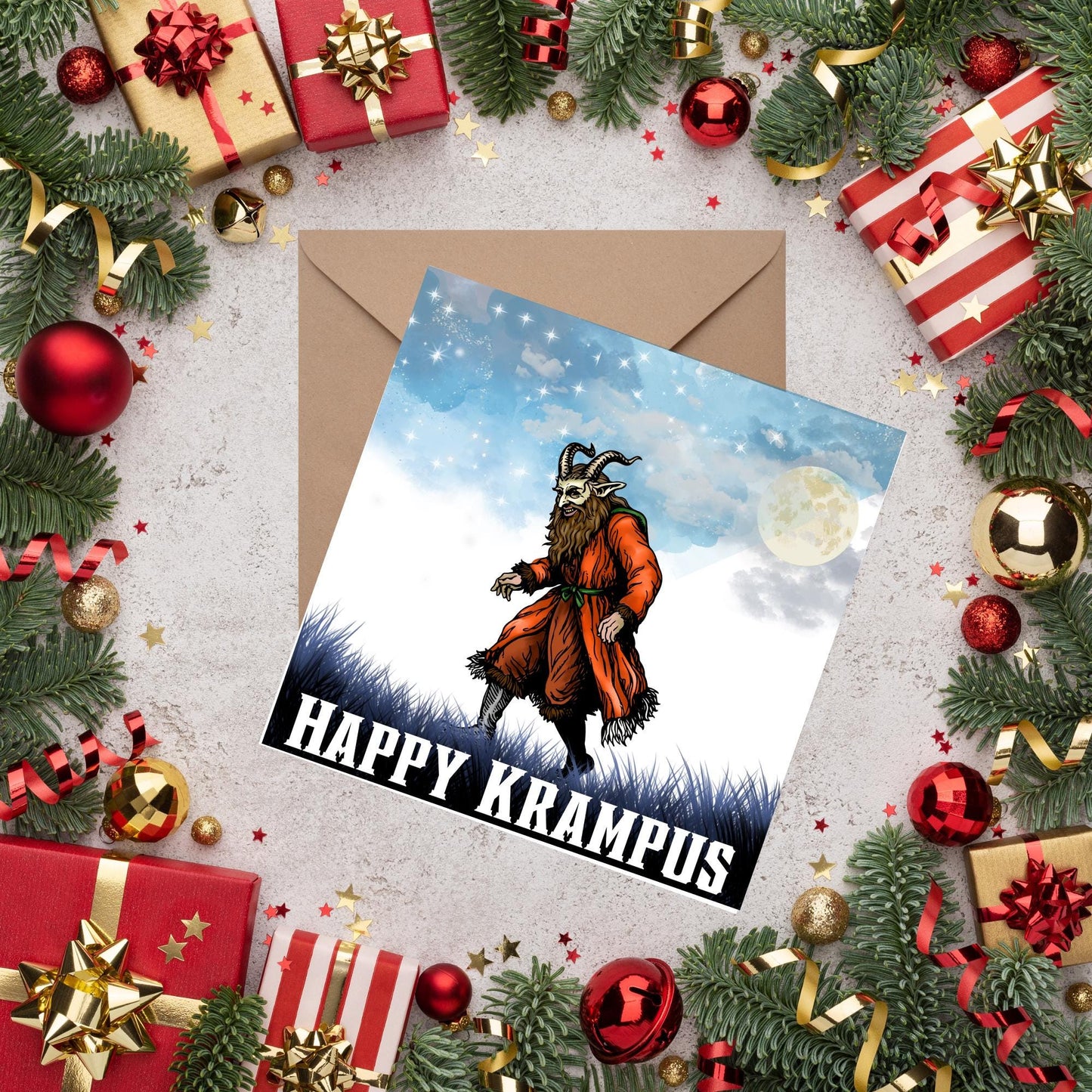 Krampus Christmas Card, Alternative Xmas Card, Krampusnacht, Gothic Christmas Card, Unusual Christmas Card, Non-Traditional Christmas Card