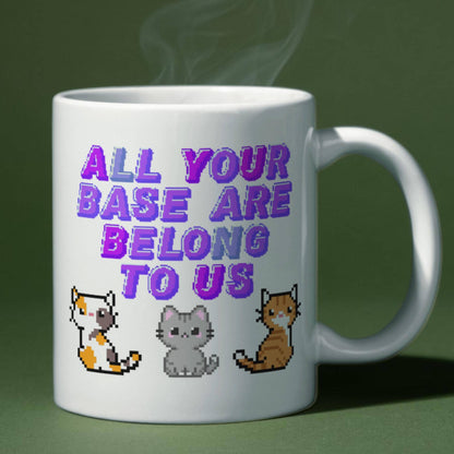 Meme Mug, All of your base are belong to us, Viral Video Mug, Secret Santa Gift for Computer Nerd, 90's Video Game