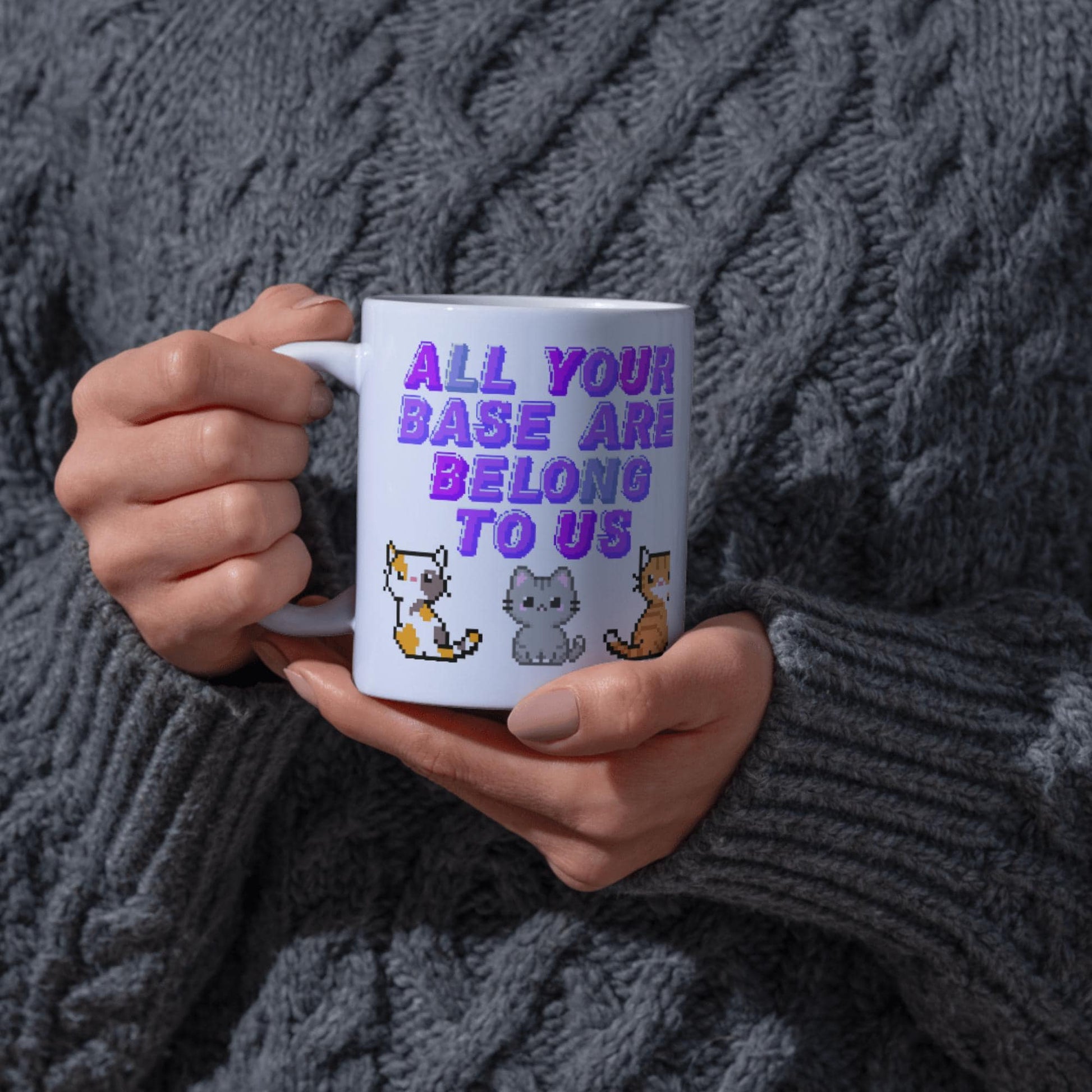 Meme Mug, All of your base are belong to us, Viral Video Mug, Secret Santa Gift for Computer Nerd, 90's Video Game