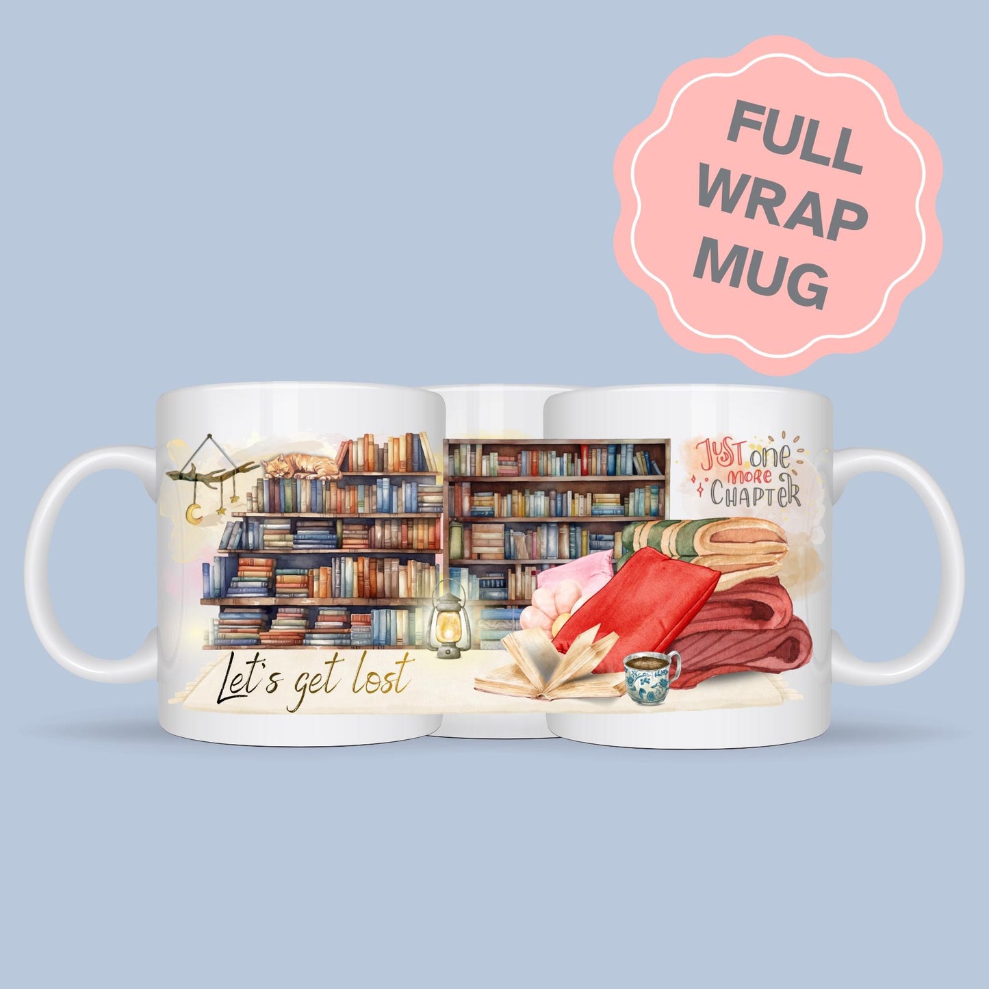 Book Reading Mug, Cosy Gift, Book Lover Mug, Just one more Chapter, Librarian Secret Santa, Christmas Present.
