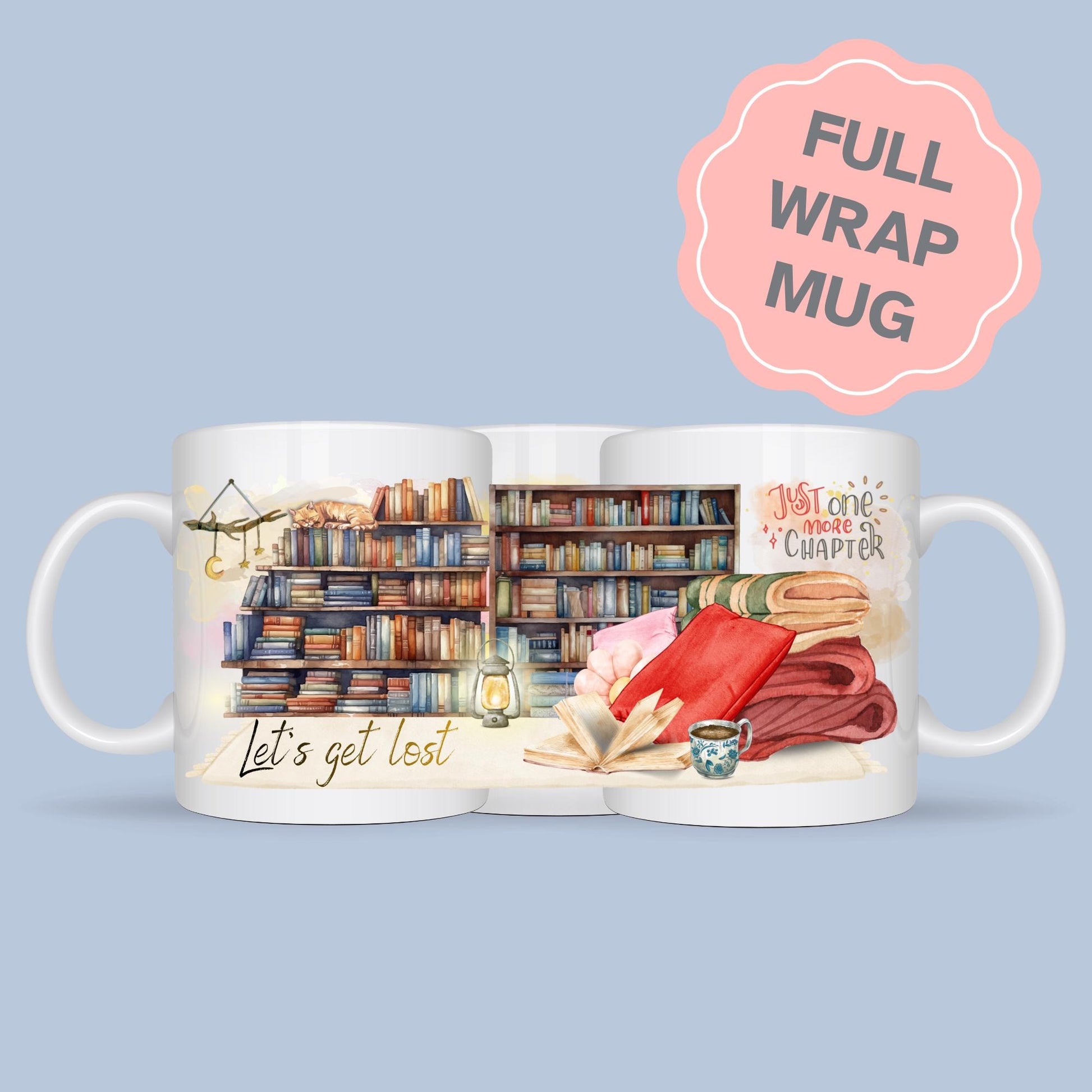 Book Reading Mug, Cosy Gift, Book Lover Mug, Just one more Chapter, Librarian Secret Santa, Christmas Present.