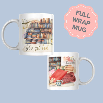 Book Reading Mug, Cosy Gift, Book Lover Mug, Just one more Chapter, Librarian Secret Santa, Christmas Present.