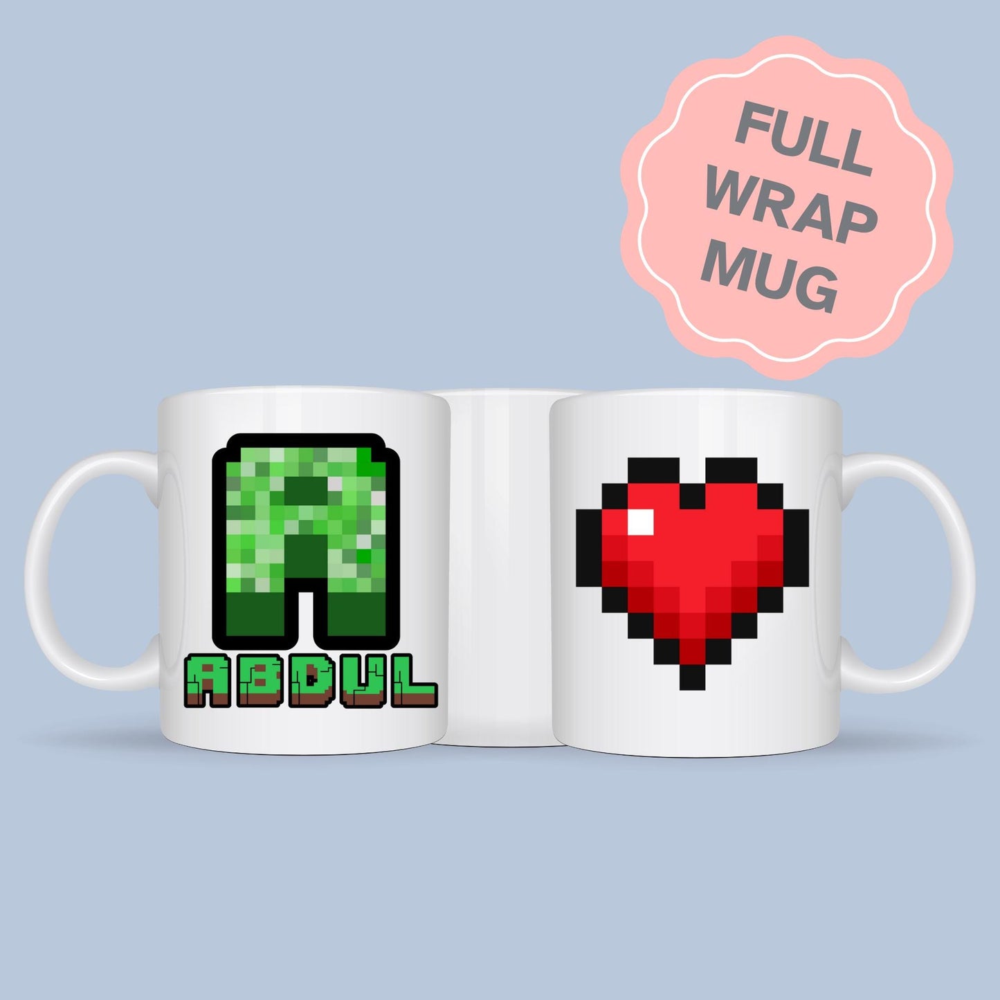 Personalised Minecraft Mug, Name Print, Customised Mug, Video Game Gift Christmas Present, Secret Santa