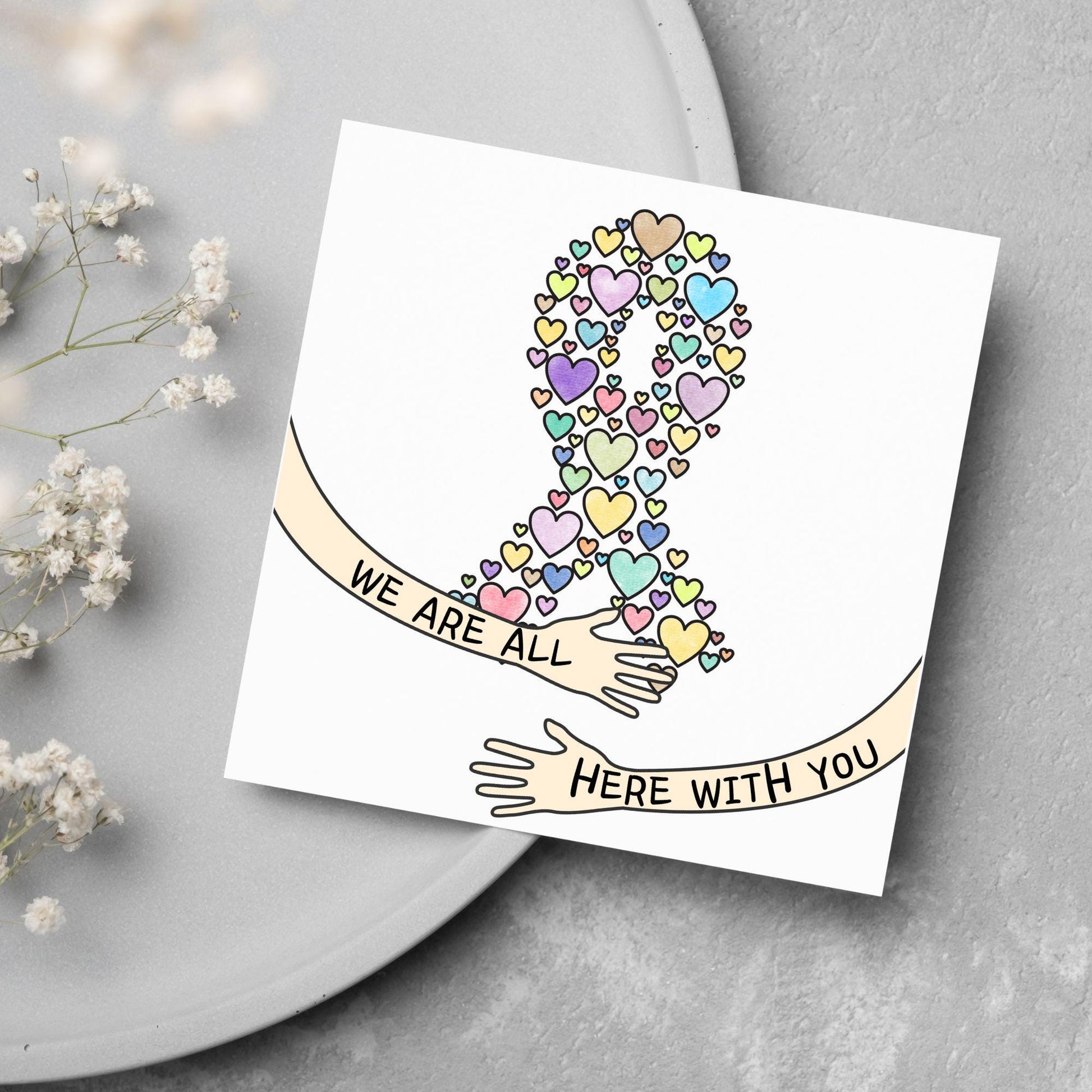 Encouragement Card for Cancer Patients, Cancer Support Card, We Are With You, Get Well Soon Card, Breast Cancer, Cancer Treatment