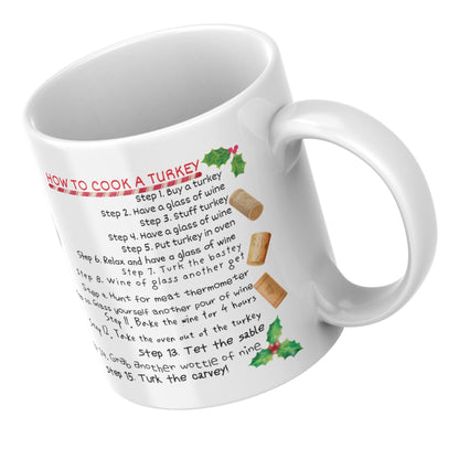 Drunk Christmas Recipe, How to Cook A Turkey, Funny Gift for Christmas, Secret Santa Idea, Wine Mug