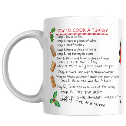 Drunk Christmas Recipe, How to Cook A Turkey, Funny Gift for Christmas, Secret Santa Idea, Wine Mug