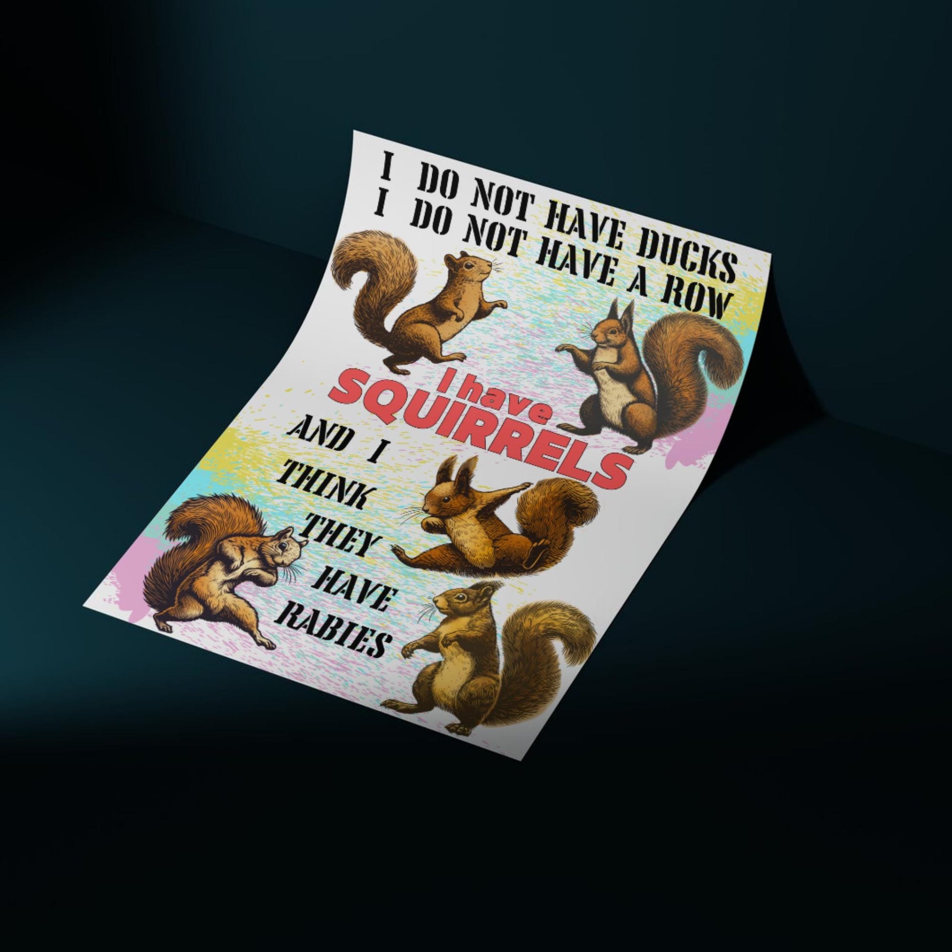 Squirrels A4 Print, High Quality Wall Art, Bar Wall Art, Funny Mental Health Poster, Home Decor, Quirky Squirrel Lover Gift