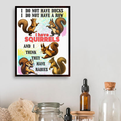 Squirrels A4 Print, High Quality Wall Art, Bar Wall Art, Funny Mental Health Poster, Home Decor, Quirky Squirrel Lover Gift