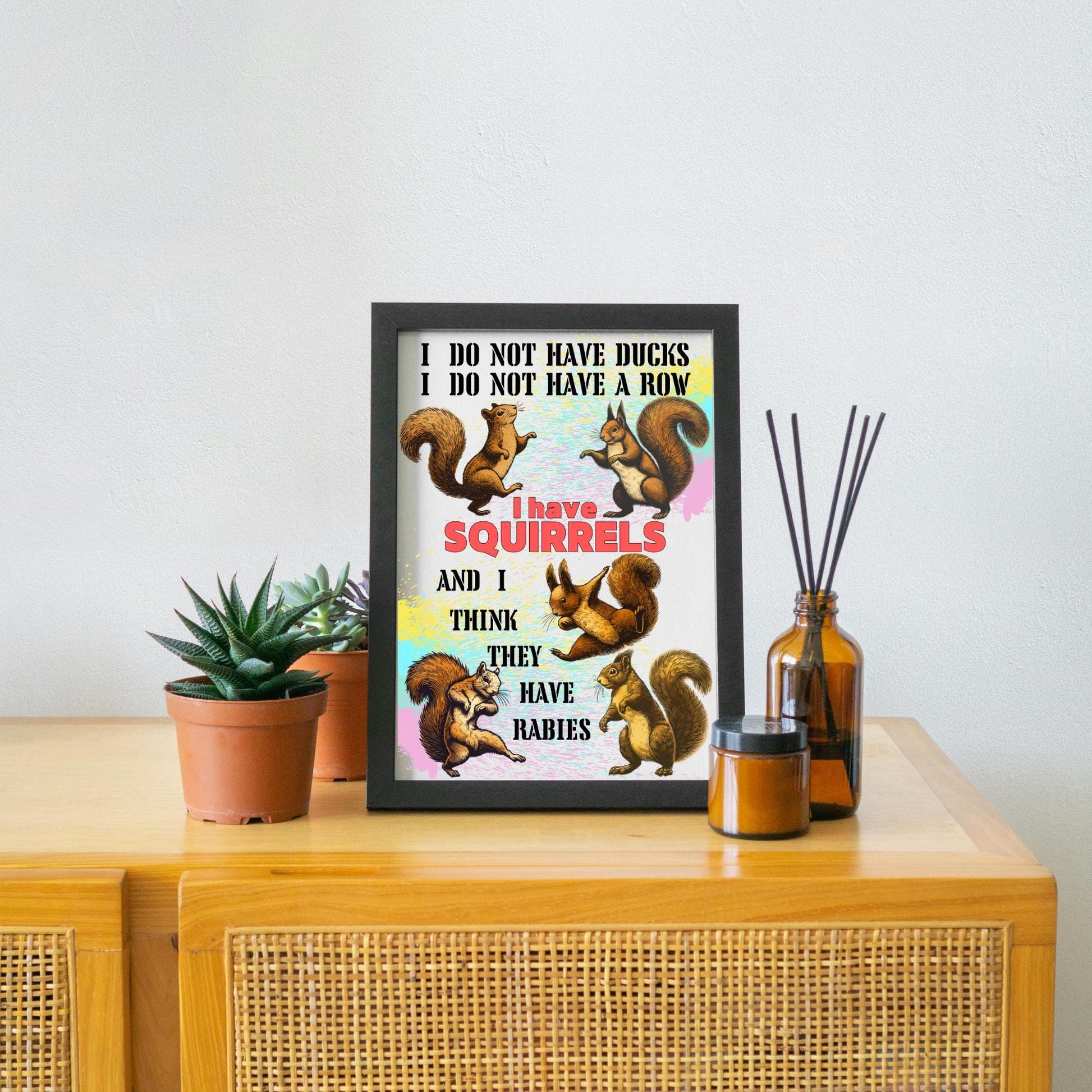 Squirrels A4 Print, High Quality Wall Art, Bar Wall Art, Funny Mental Health Poster, Home Decor, Quirky Squirrel Lover Gift