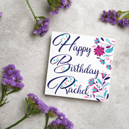 Personalised Flower Birthday Card, Name Birthday Card, Card for Sister, Card for Friend, Custom Birthday Card