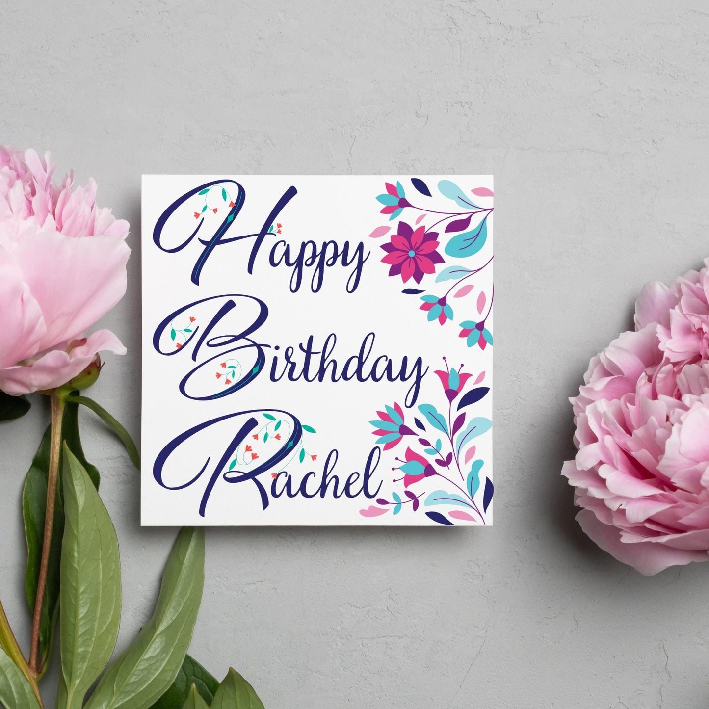 Personalised Flower Birthday Card, Name Birthday Card, Card for Sister, Card for Friend, Custom Birthday Card