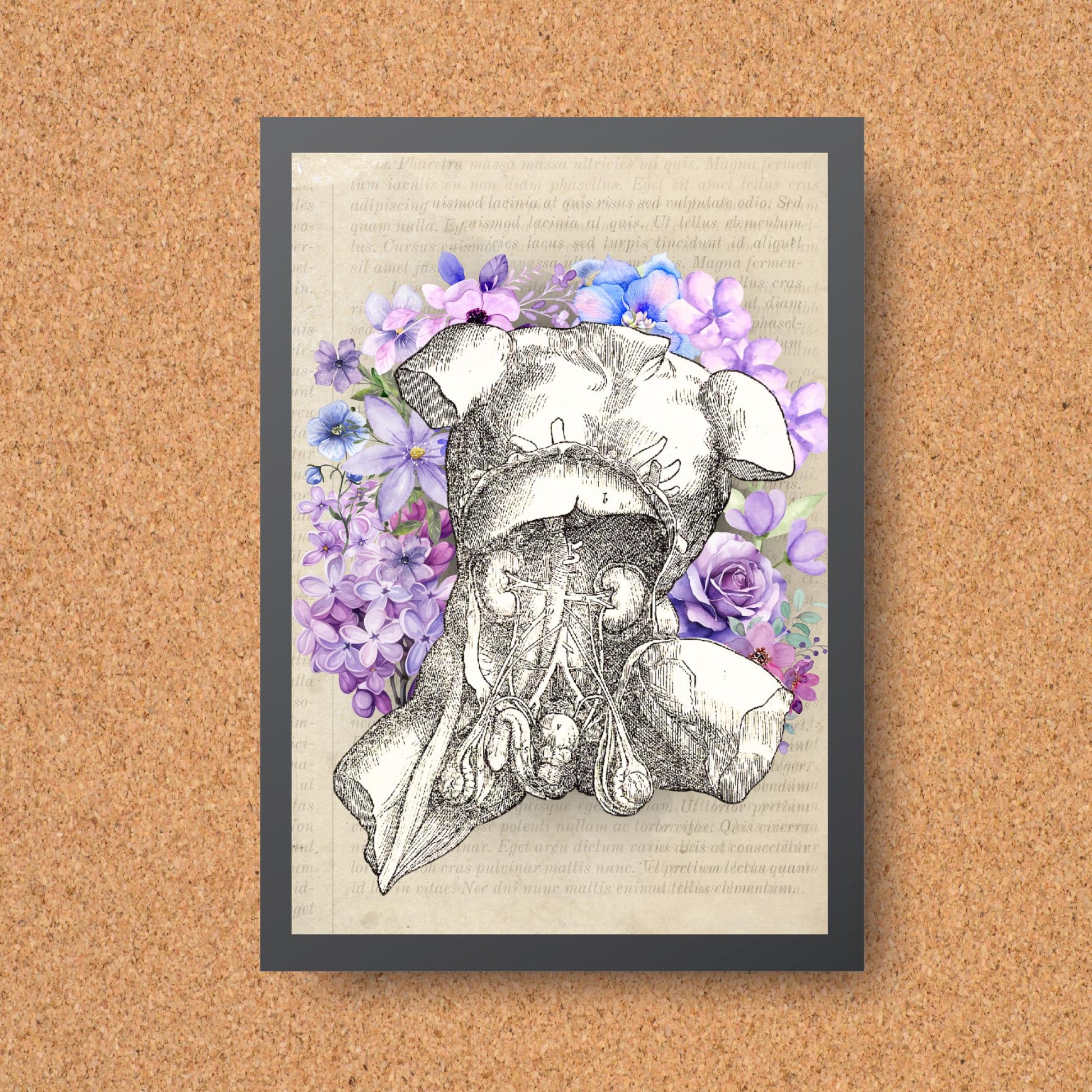 Andreas Vesalius Art, Biology Wall Art, A4 Print, High Quality Anatomy Wall Art, Floral Anatomy Poster, Gothic Wall Art, Corporis Fabrica