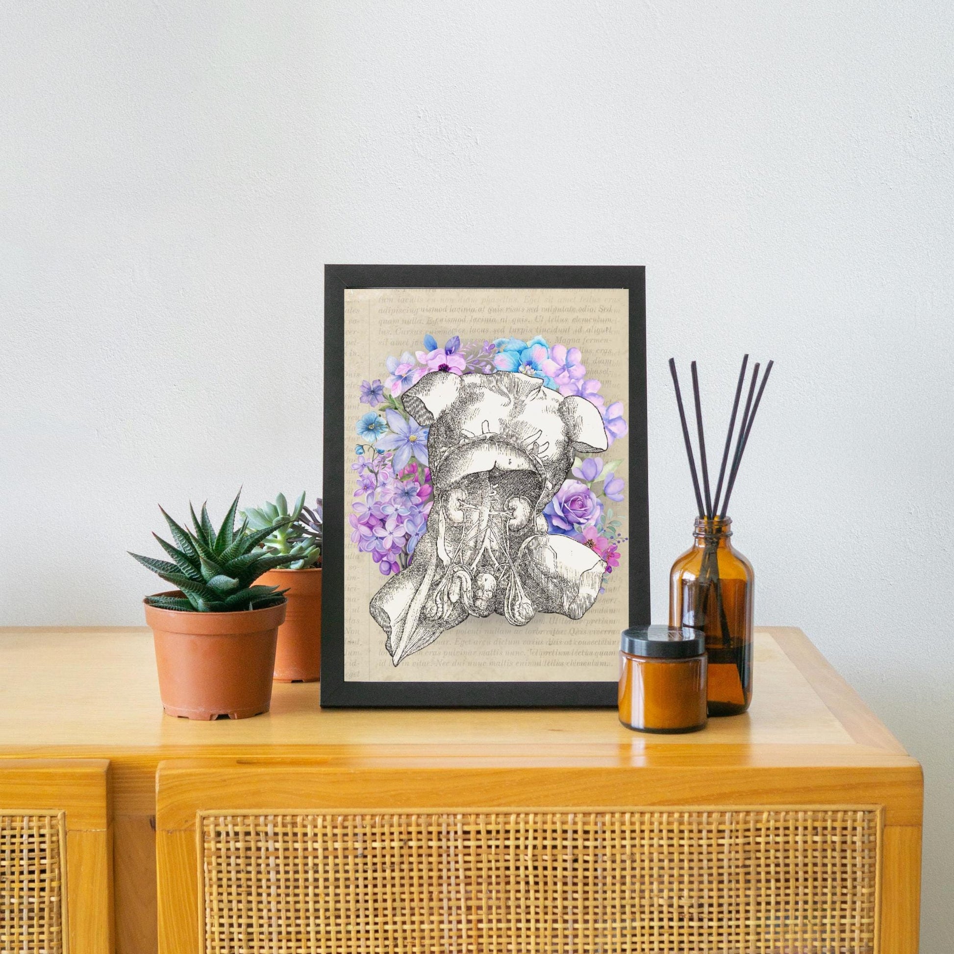 Andreas Vesalius Art, Biology Wall Art, A4 Print, High Quality Anatomy Wall Art, Floral Anatomy Poster, Gothic Wall Art, Corporis Fabrica