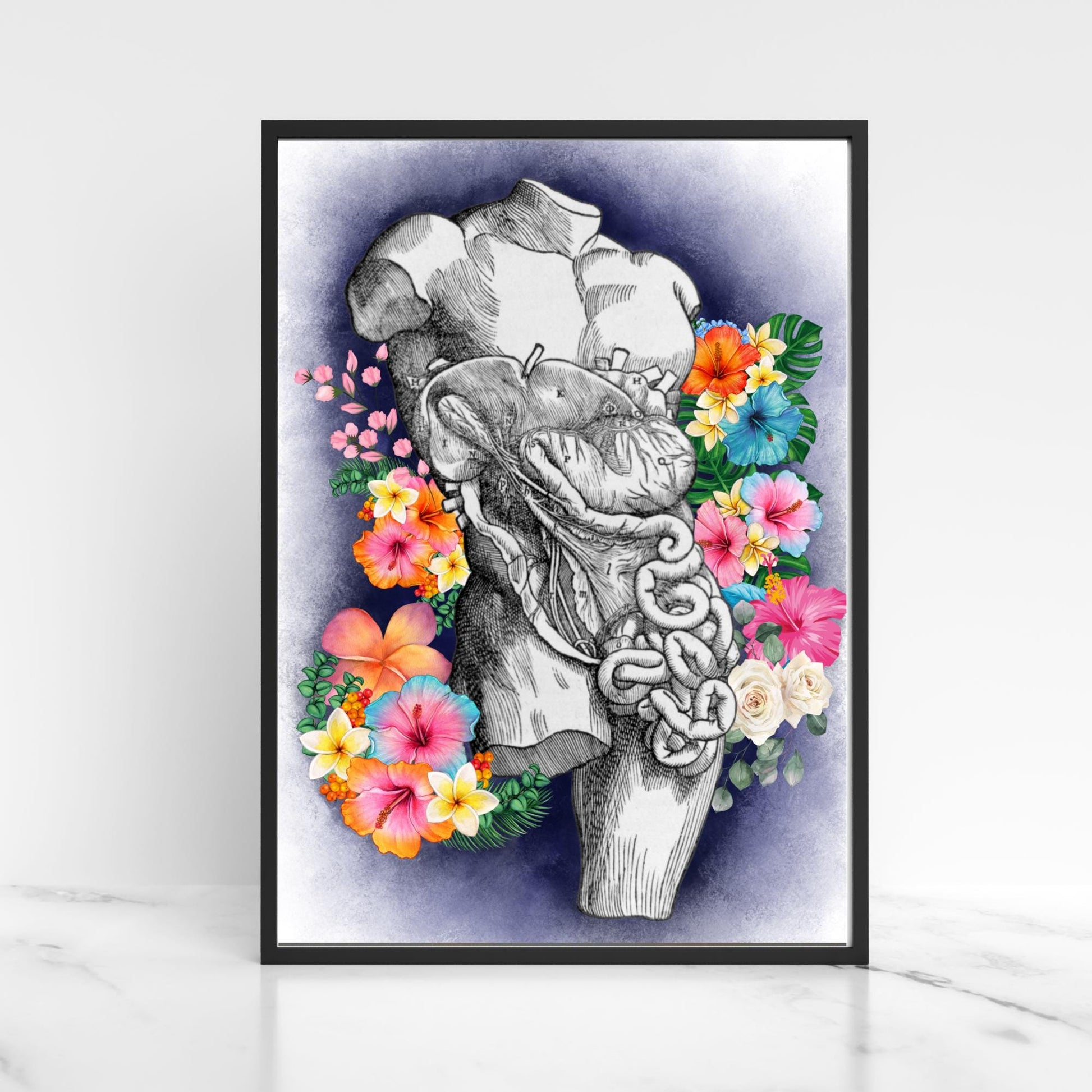 Andreas Vesalius Art, Biology Wall Art, A4 Print, High Quality Anatomy Wall Art, Floral Anatomy Poster, Gothic Wall Art, Corporis Fabrica