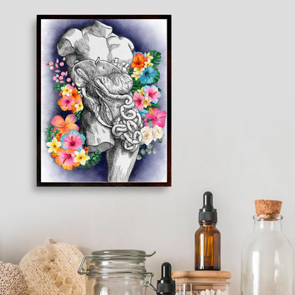 Andreas Vesalius Art, Biology Wall Art, A4 Print, High Quality Anatomy Wall Art, Floral Anatomy Poster, Gothic Wall Art, Corporis Fabrica