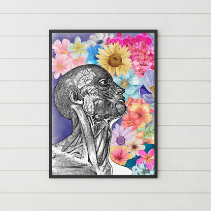 Andreas Vesalius Art, Biology Wall Art, A4 Print, High Quality Anatomy Wall Art, Floral Anatomy Poster, Gothic Wall Art, Corporis Fabrica
