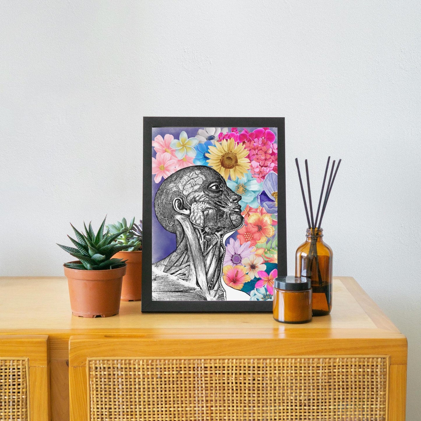 Andreas Vesalius Art, Biology Wall Art, A4 Print, High Quality Anatomy Wall Art, Floral Anatomy Poster, Gothic Wall Art, Corporis Fabrica