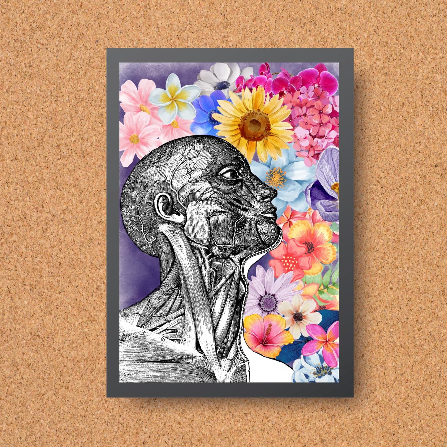 Andreas Vesalius Art, Biology Wall Art, A4 Print, High Quality Anatomy Wall Art, Floral Anatomy Poster, Gothic Wall Art, Corporis Fabrica