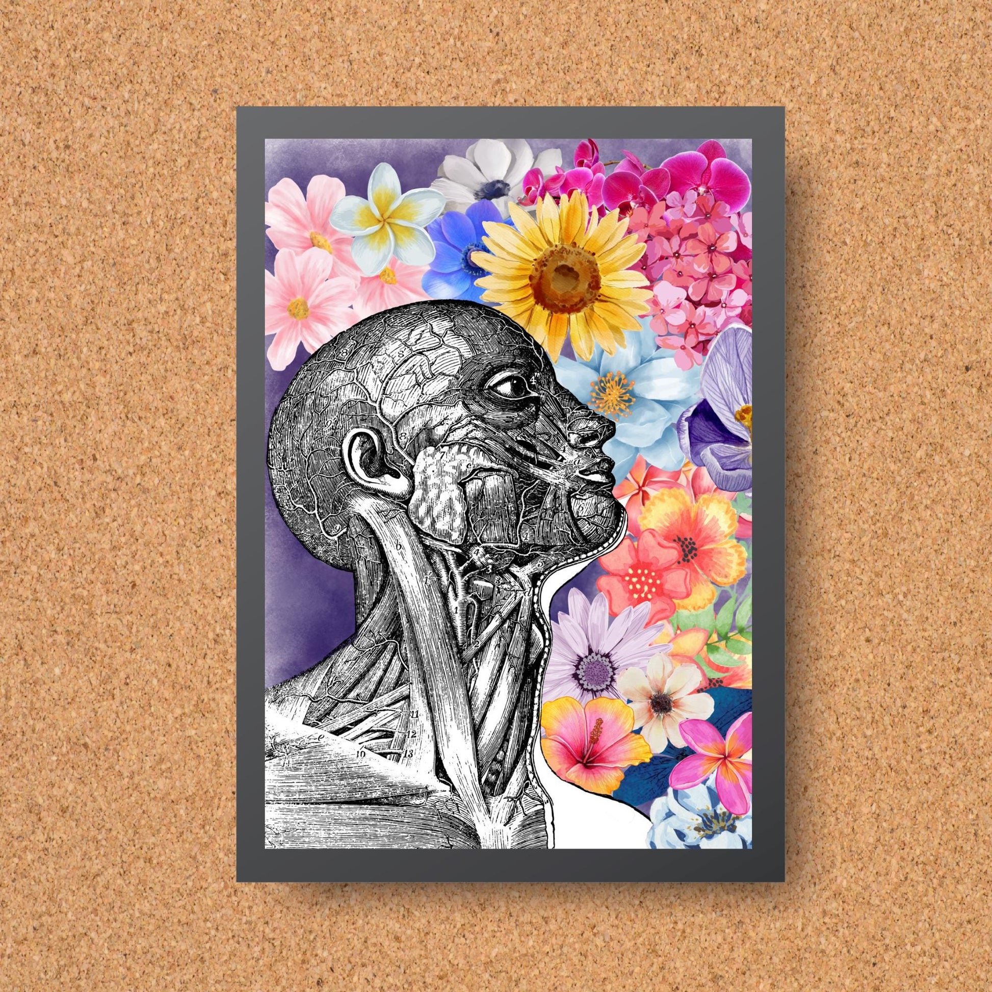 Andreas Vesalius Art, Biology Wall Art, A4 Print, High Quality Anatomy Wall Art, Floral Anatomy Poster, Gothic Wall Art, Corporis Fabrica