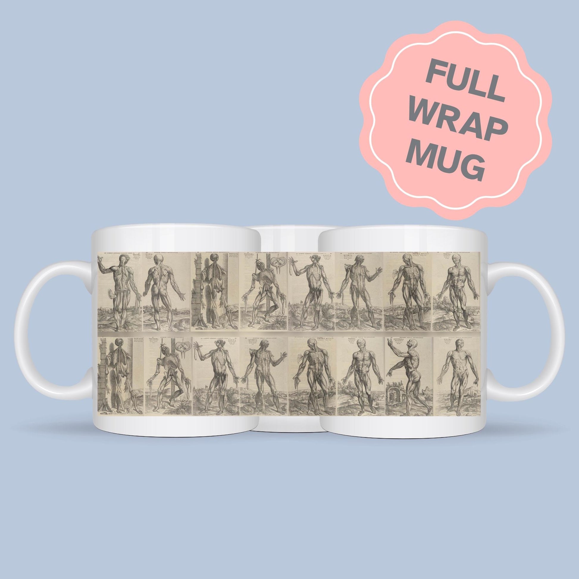 Andreas Vesalius Mug, Gift for Dr, Anatomy Mug, De Humani Corporis Fabrica, Human Anatomy Art Mug, Mug for Goths, Gothic Mug, History Mug