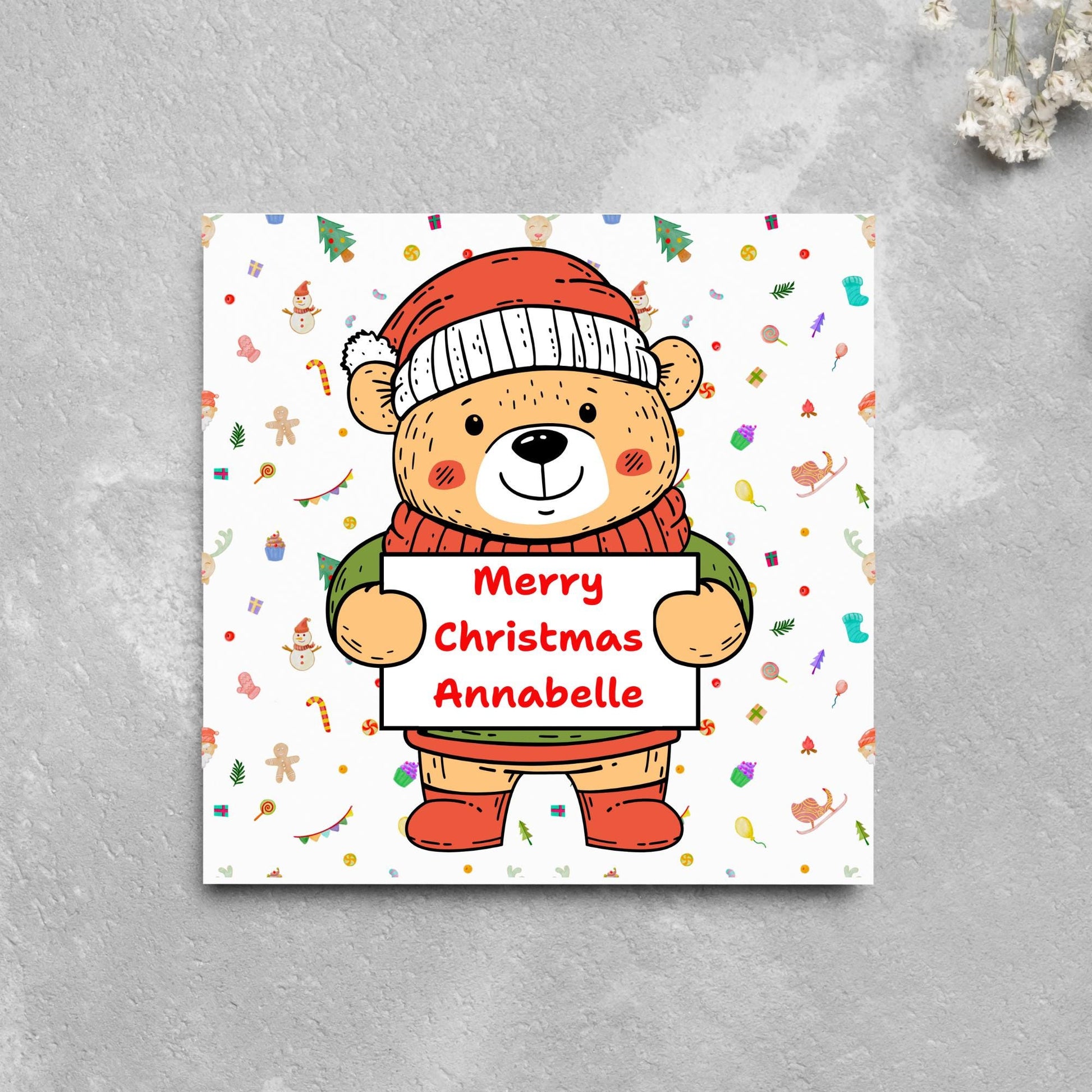 Personalised Christmas card, Cards for kids, Funny Childrens Christmas Card, Custom Name Christmas Card, Card For Grandson, Granddaughter