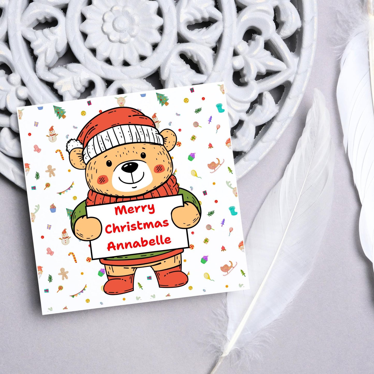 Personalised Christmas card, Cards for kids, Funny Childrens Christmas Card, Custom Name Christmas Card, Card For Grandson, Granddaughter