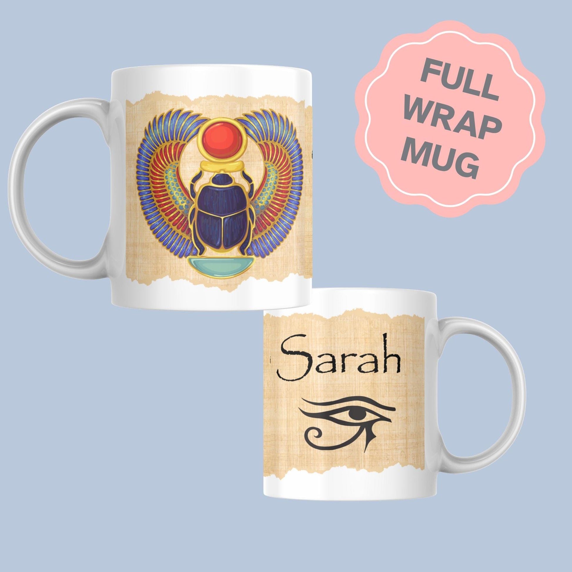 Personalised Ancient Egypt Mug, Name Mug, Archaeology, History Mug, Mug for Egyptologist, Mug for Archaeologist, Ankh Mug, Scarab Mug