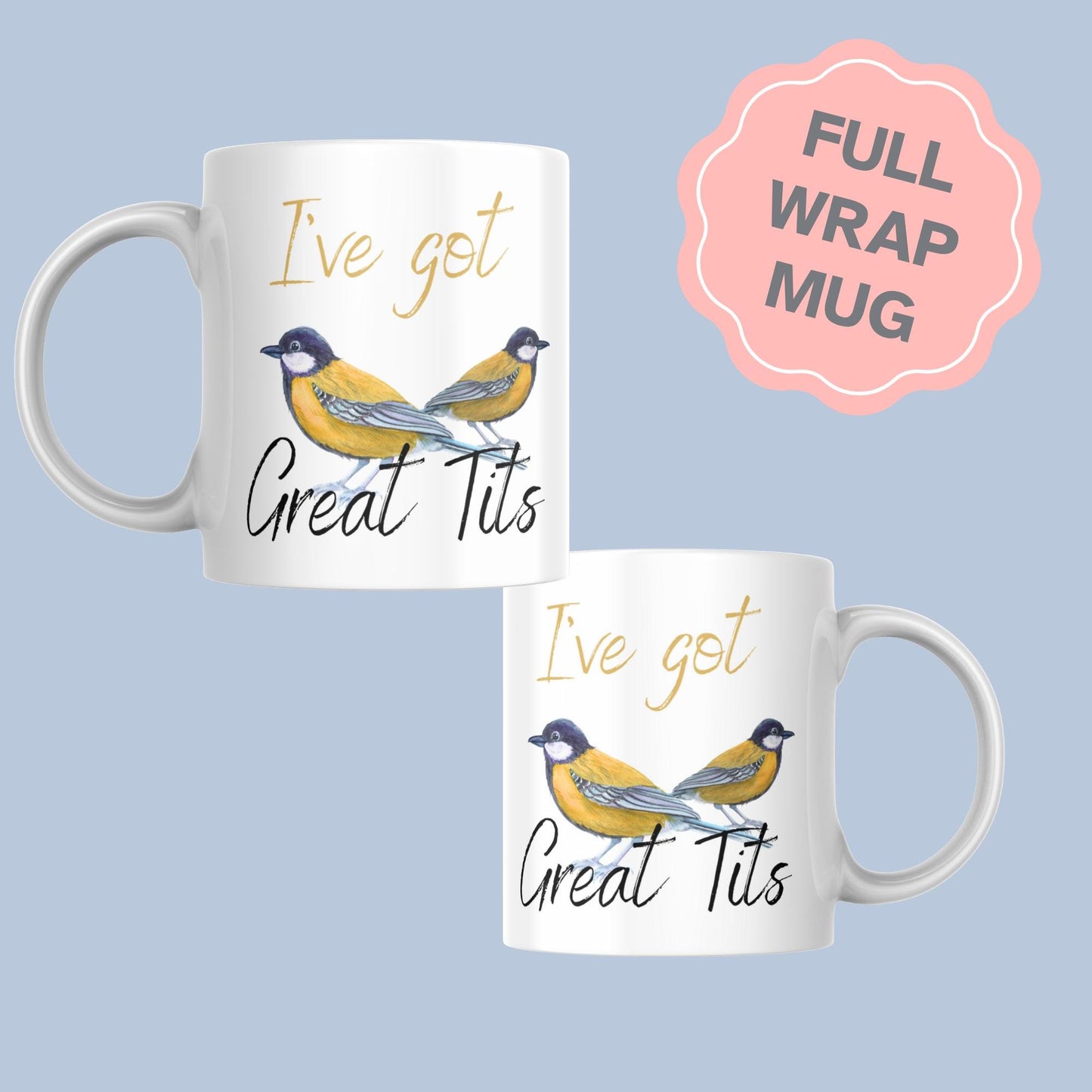 Funny Great Tit Mug, Secret Santa Gift, Great Tits, Ornithologist Mug, Rude Mug, Birdwatcher Cup