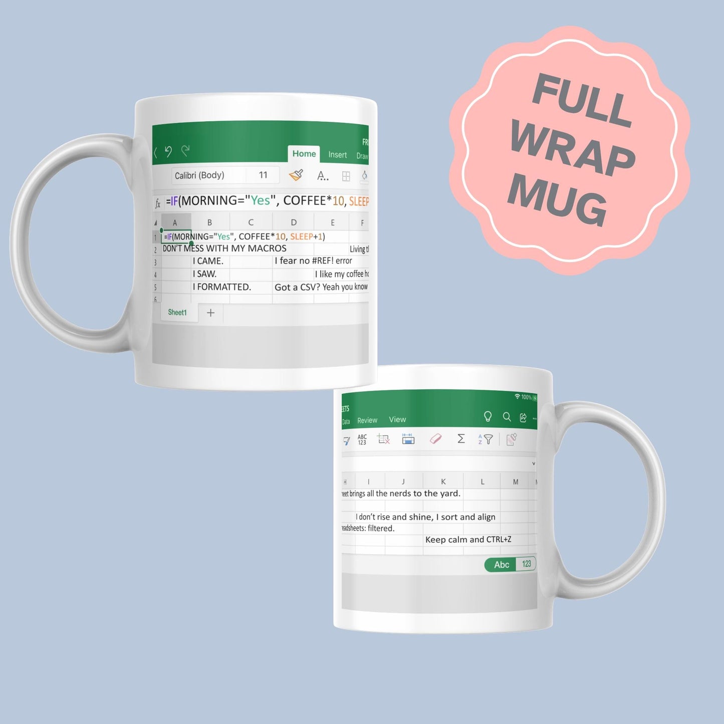 Excel Mug, Funny Gift for Accountant, Secret Santa, Office worker Gift, Spreadsheet Mug, IT Mug