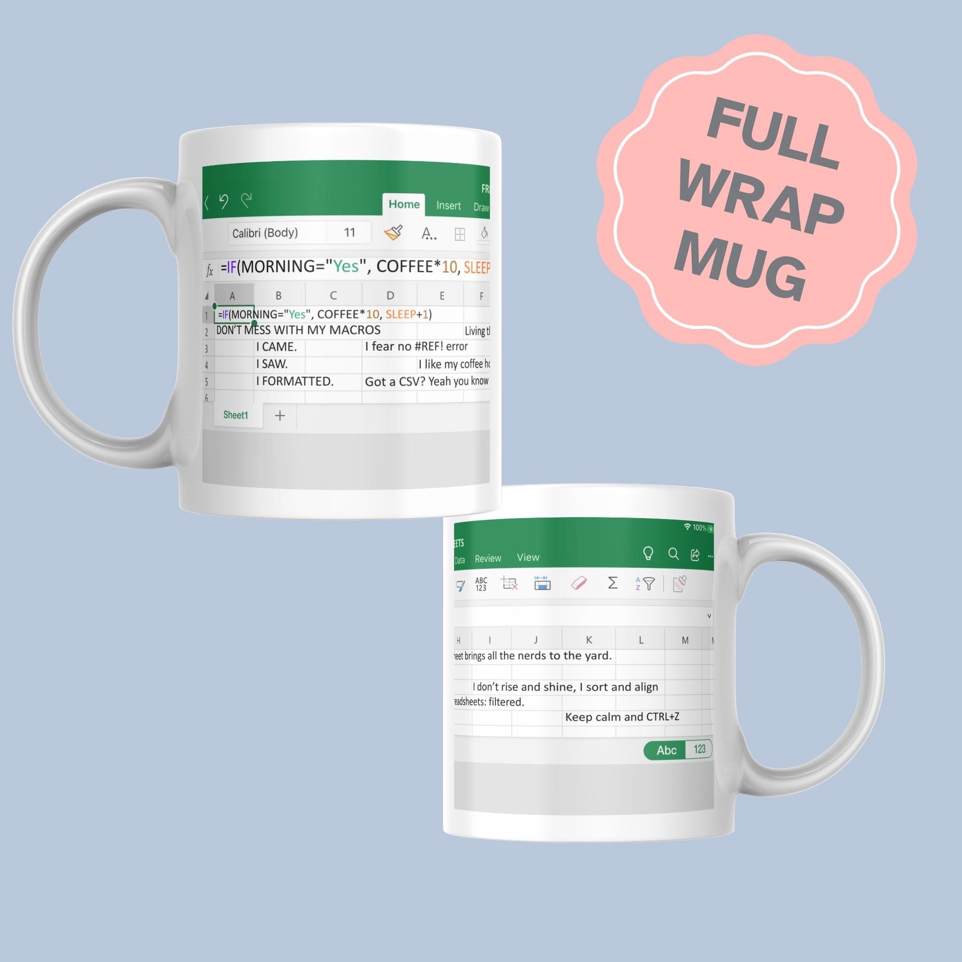 Excel Mug, Funny Gift for Accountant, Secret Santa, Office worker Gift, Spreadsheet Mug, IT Mug