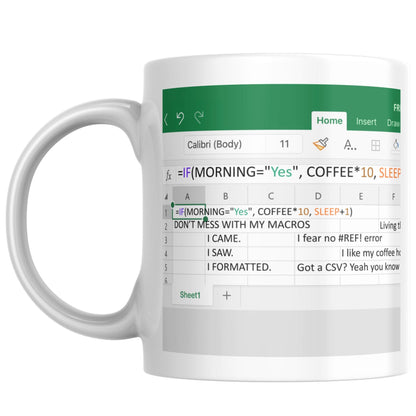 Excel Mug, Funny Gift for Accountant, Secret Santa, Office worker Gift, Spreadsheet Mug, IT Mug
