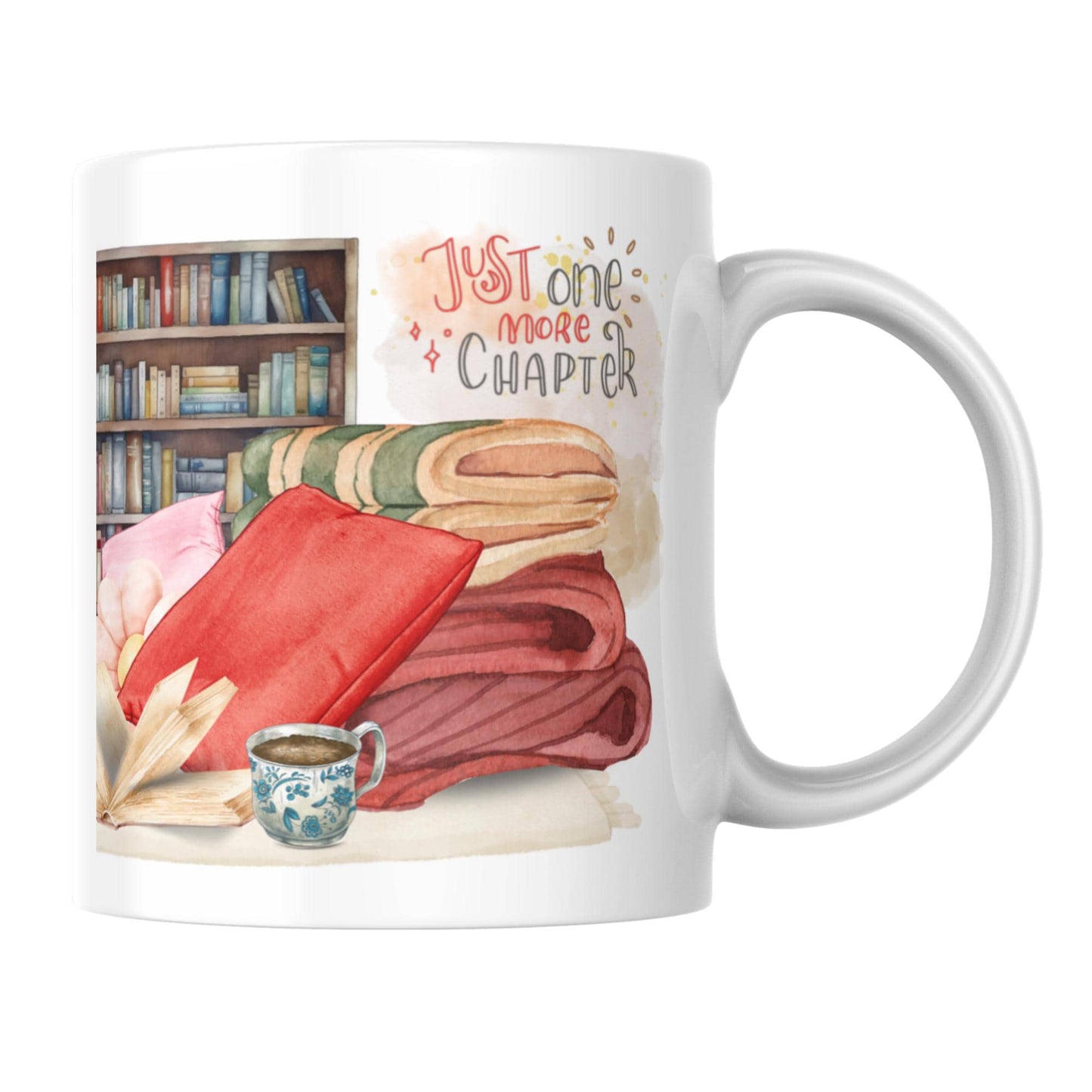 Book Reading Mug, Cosy Gift, Book Lover Mug, Just one more Chapter, Librarian Secret Santa, Christmas Present.