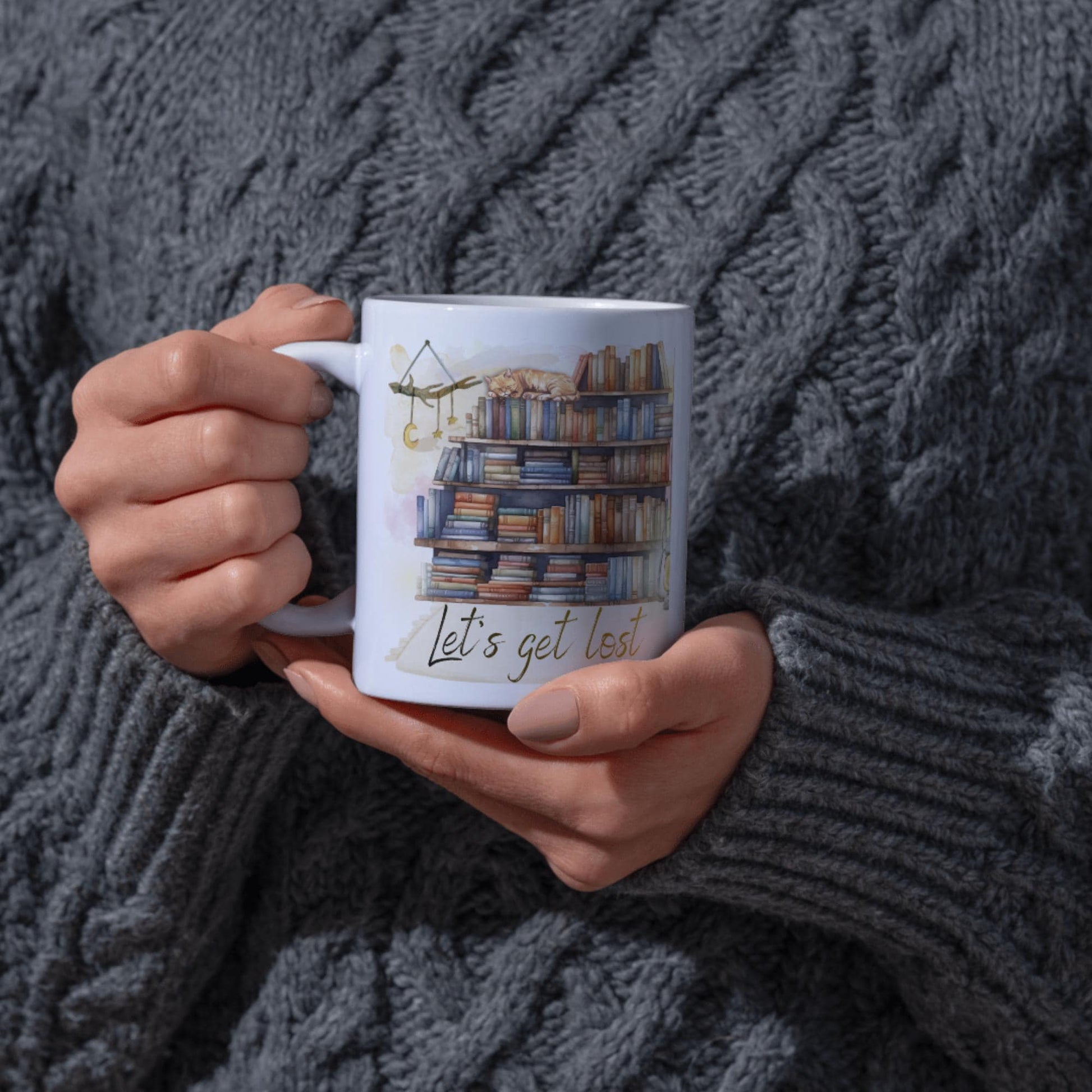Book Reading Mug, Cosy Gift, Book Lover Mug, Just one more Chapter, Librarian Secret Santa, Christmas Present.