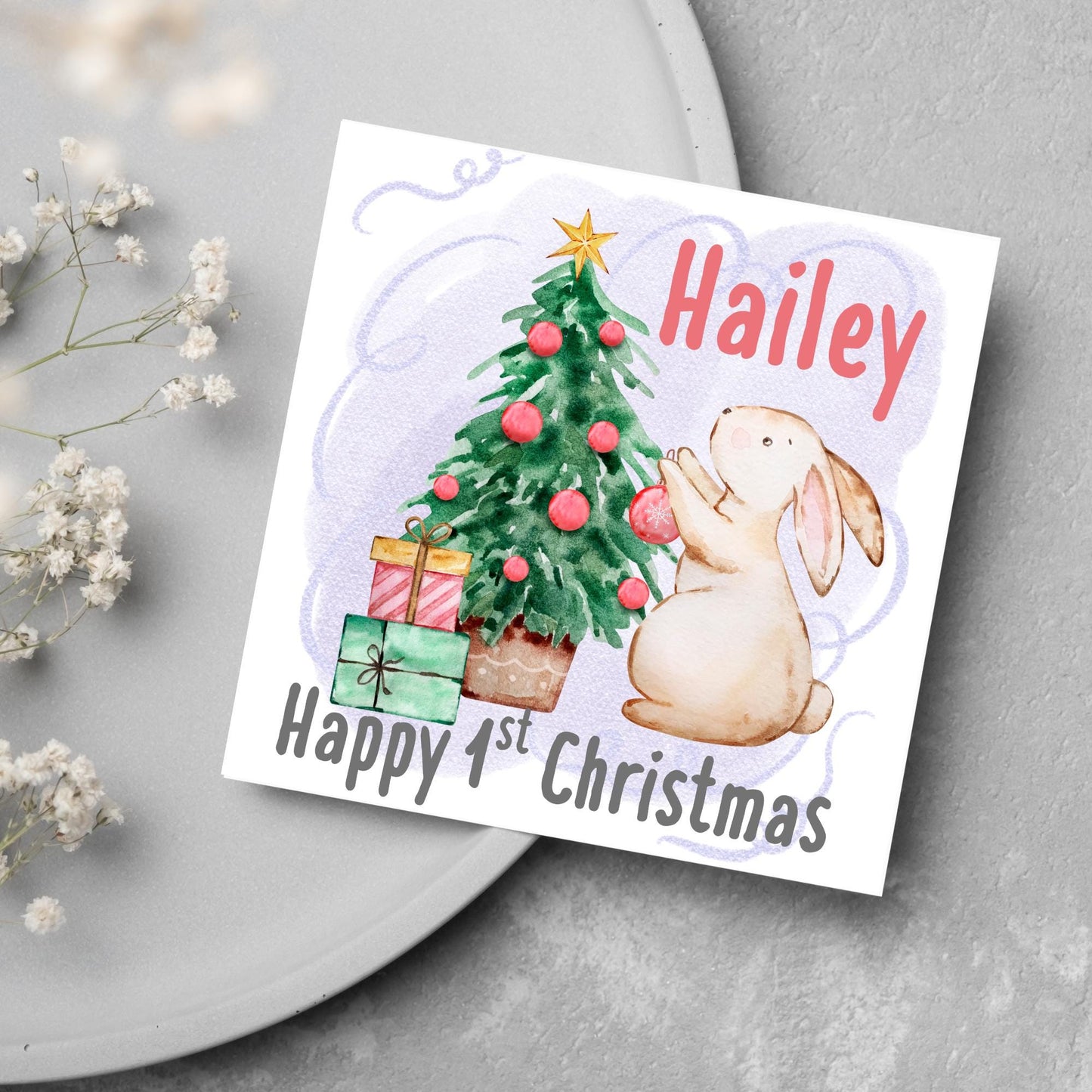 Personalised First Christmas Card, Grandchild Christmas Card, Card for New Baby, Newborn Card, 1st Xmas Card