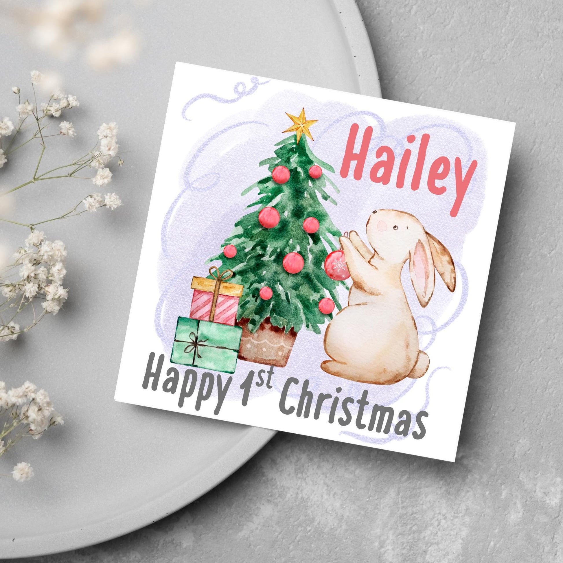 Personalised First Christmas Card, Grandchild Christmas Card, Card for New Baby, Newborn Card, 1st Xmas Card