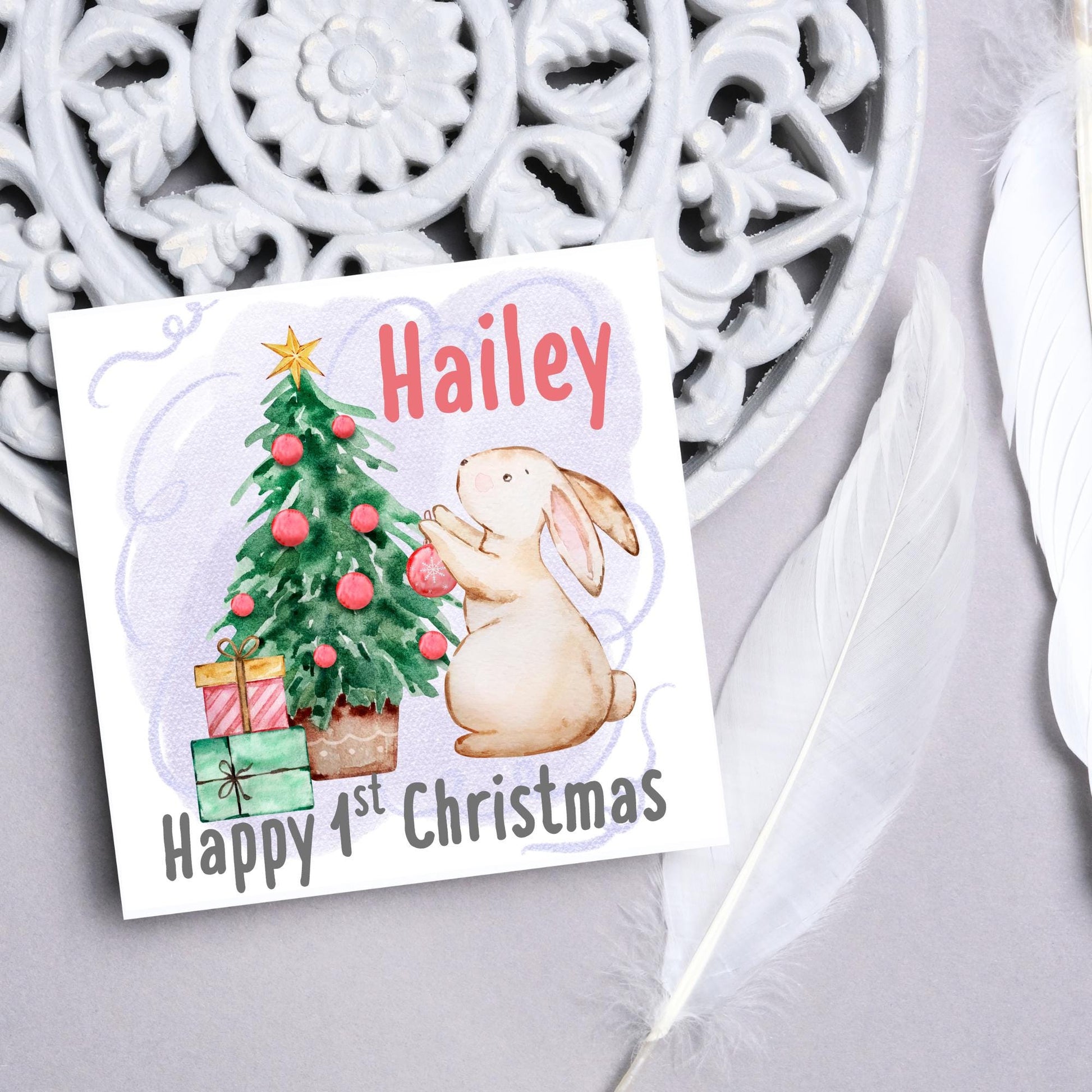Personalised First Christmas Card, Grandchild Christmas Card, Card for New Baby, Newborn Card, 1st Xmas Card