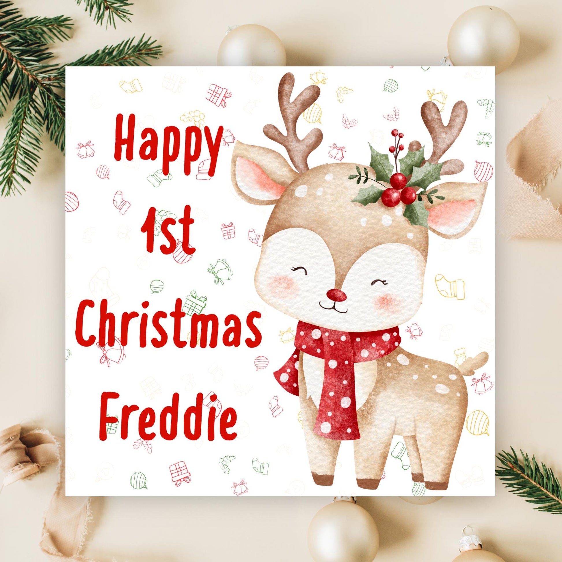 Personalised First Christmas Card, Grandchild Christmas Card, Card for New Baby, Newborn Card, 1st Xmas Card