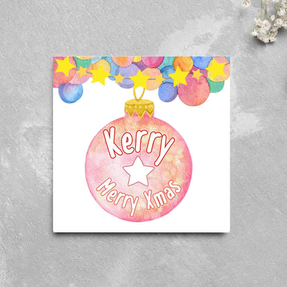 Personalised Christmas Card, Custom Name Christmas Card, Secret Santa