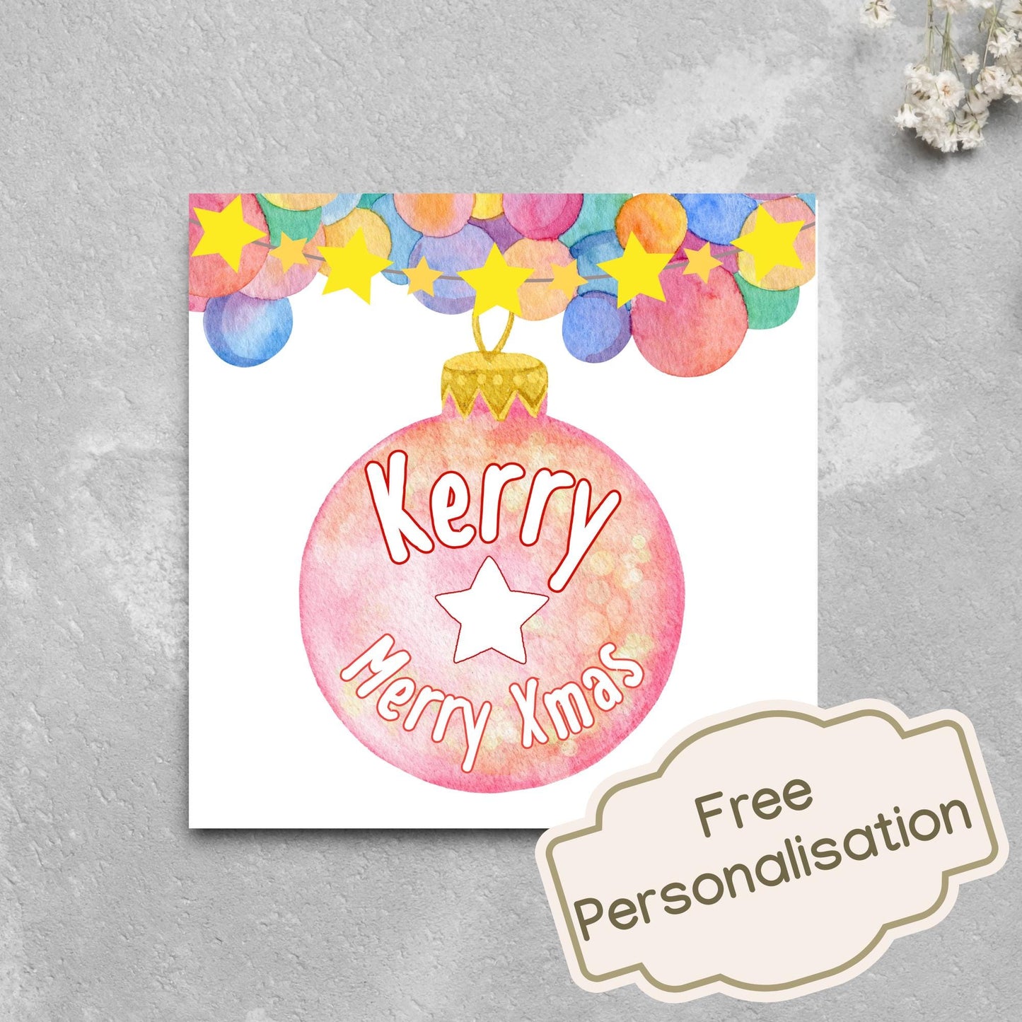Personalised Christmas Card, Custom Name Christmas Card, Secret Santa
