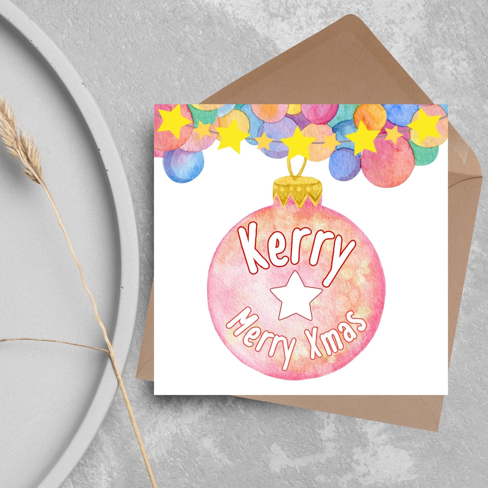 Personalised Christmas Card, Custom Name Christmas Card, Secret Santa